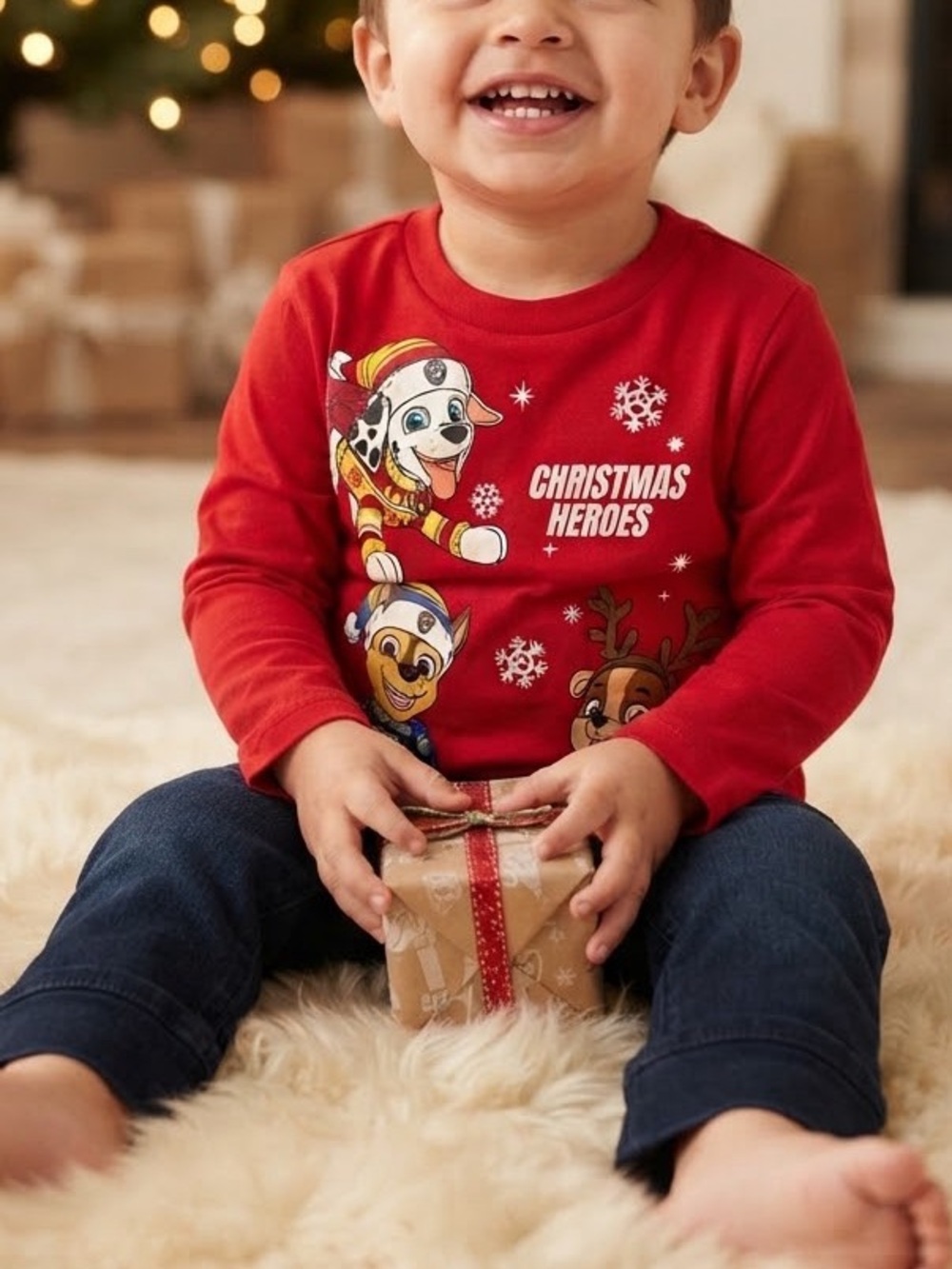 Paw Patrol "Christmas Heroes" Red Long Sleeve Graphic Tee – NWT (Size 2T)